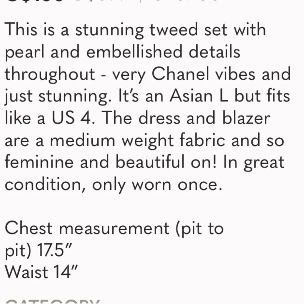 ⭐️SOLD⭐️Gorgeous tweed and pearl Jacket and Dress set - Picture 16 of 16